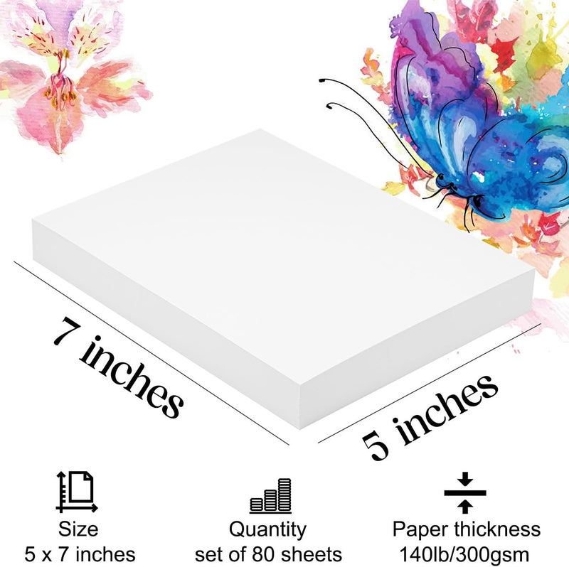 Magecubiku Watercolor Paper 5x7 inches 80 Sheets,Heavyweight Artist Paper 140lb/300GSM Cold Press Natural Cotton Paper for Students Artists Watercolor Drawing - Image 4